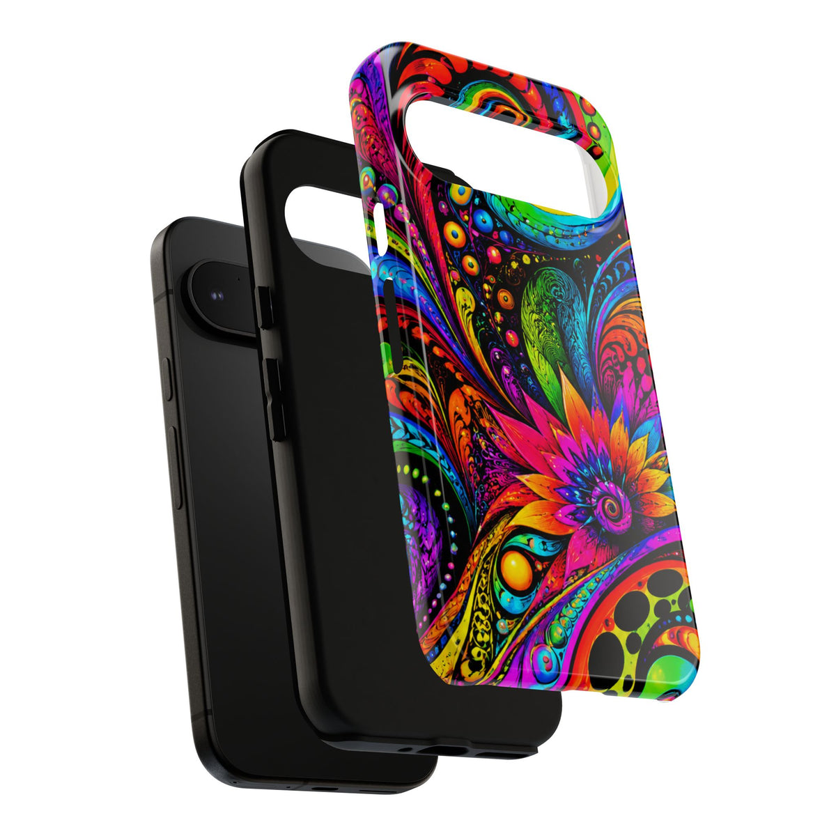 Psychedelic Floral Phone Case — Vibrant Swirl Tough Protective Cover