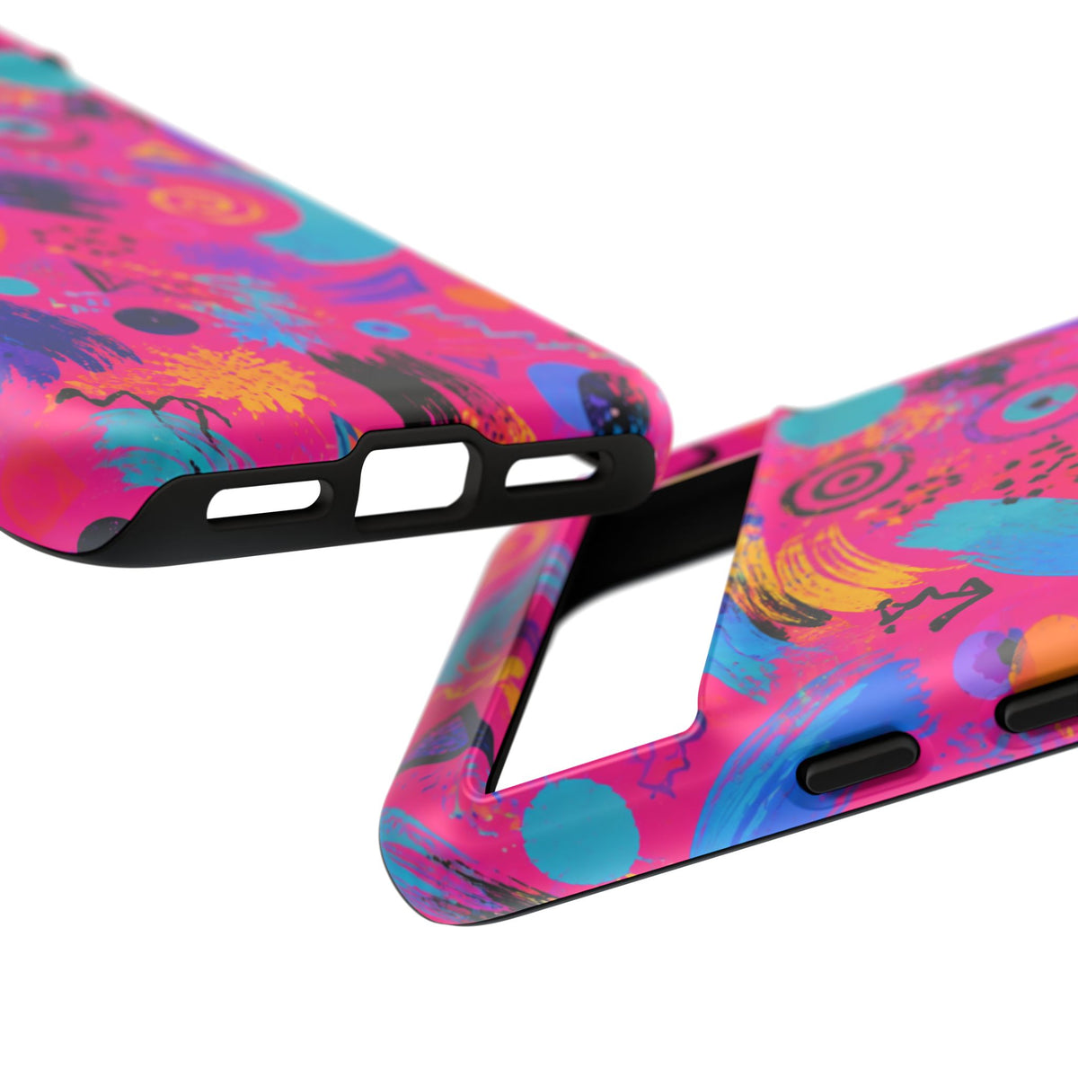 Neon Retro Abstract Tough Phone Case — 80s Brushstroke Pattern
