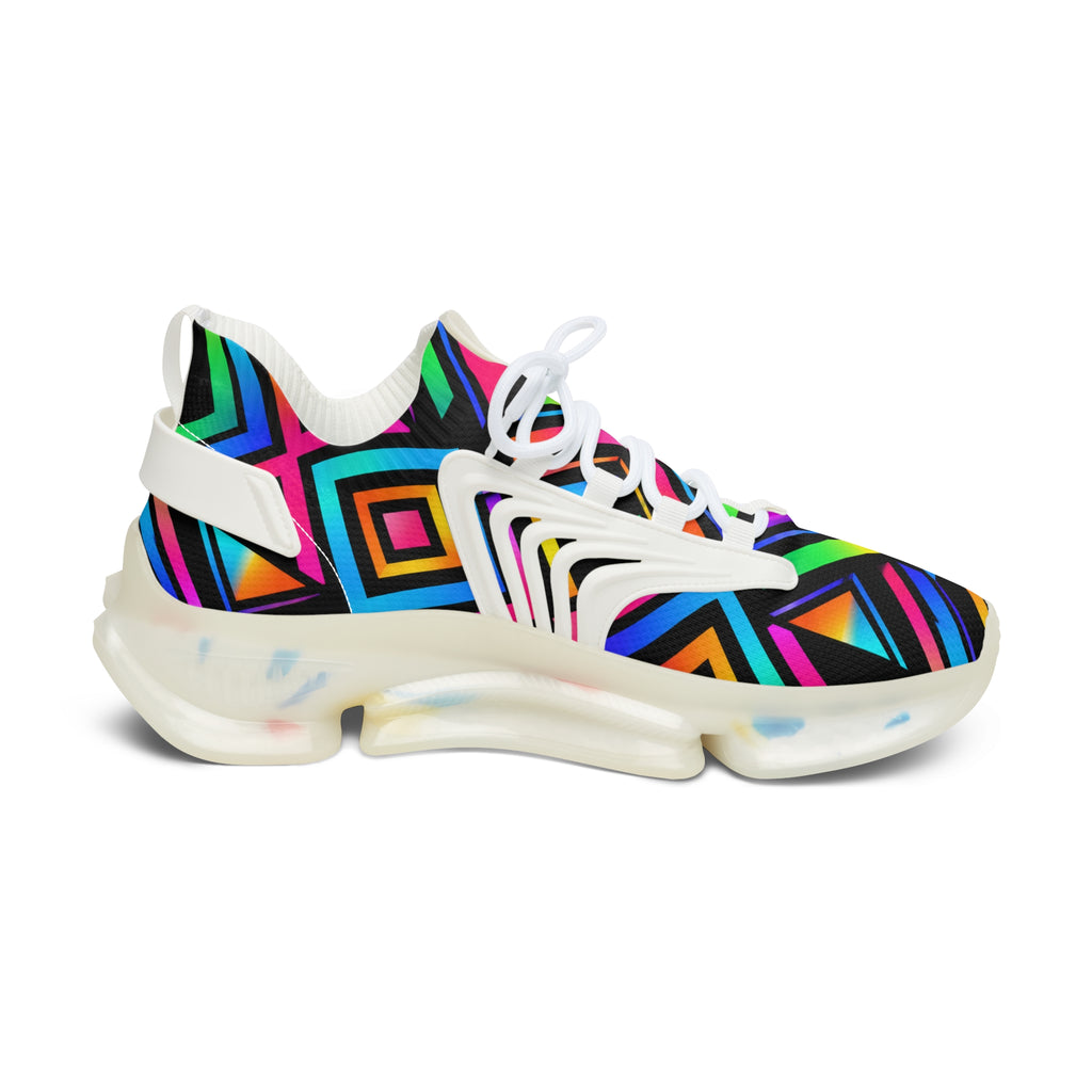 Women’s Mesh Sneakers — Colorful Geometric Tribal Pattern Athletic Shoes