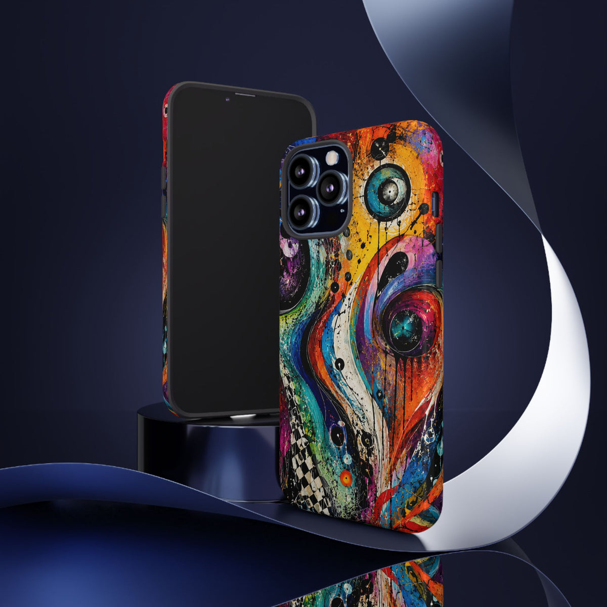 Abstract Cosmic Swirl Phone Case — Colorful Artistic iPhone Tough Case