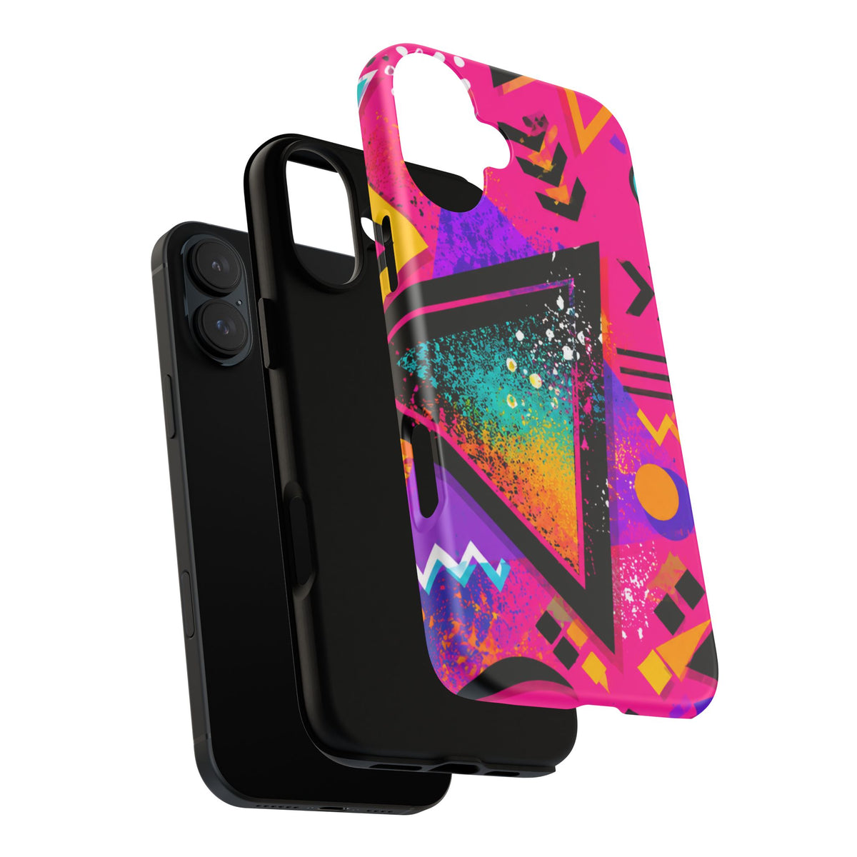 Retro 80s Geometric Phone Case — Neon Triangle Tough Case