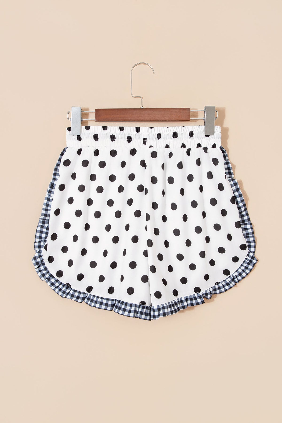 Polka Dot & Leopard Contrast Ruffle Trim Shorts