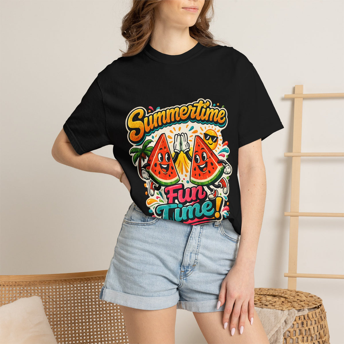 Summertime Fun Time Watermelon Graphic T-Shirt