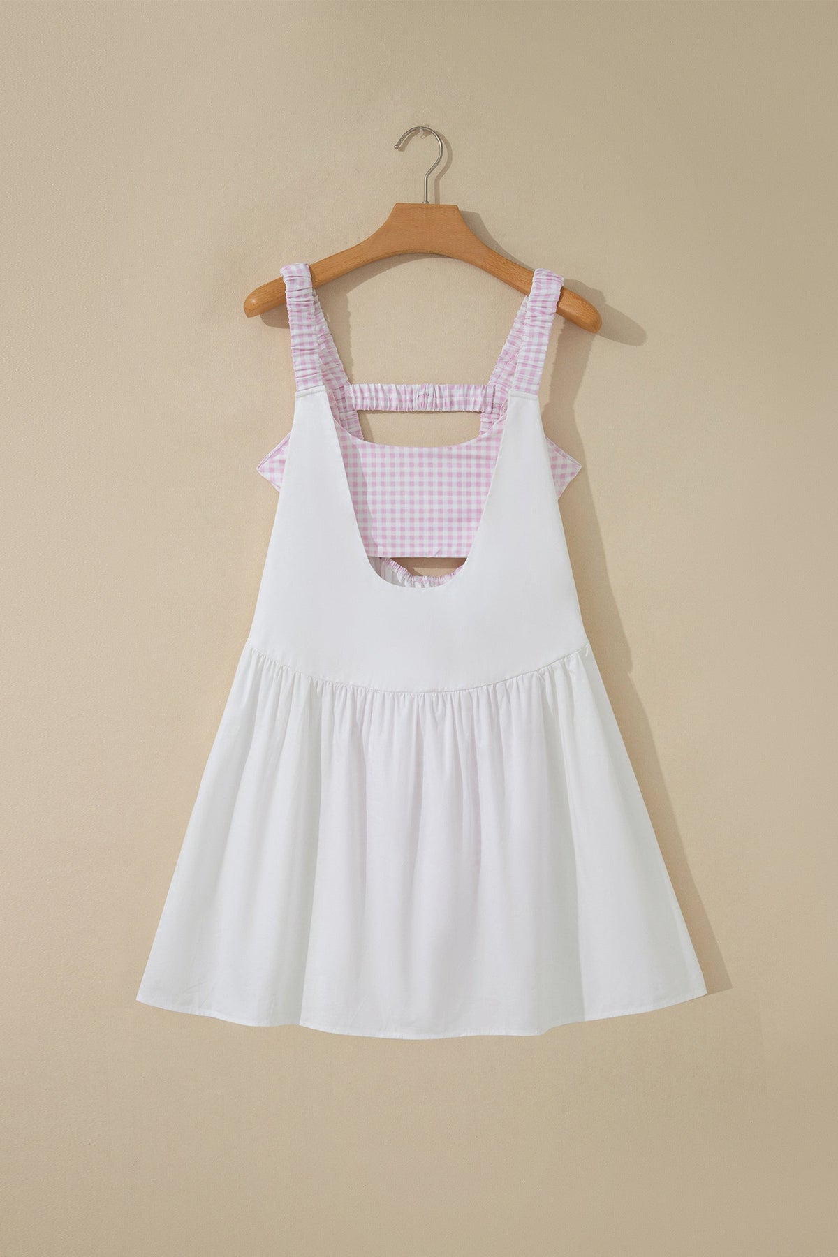Gingham Patchwork Faux Two Piece Mini Dress