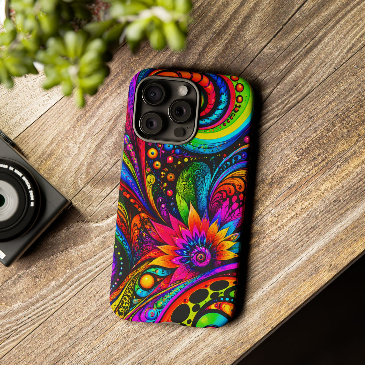 Psychedelic Floral Phone Case — Vibrant Swirl Tough Protective Cover