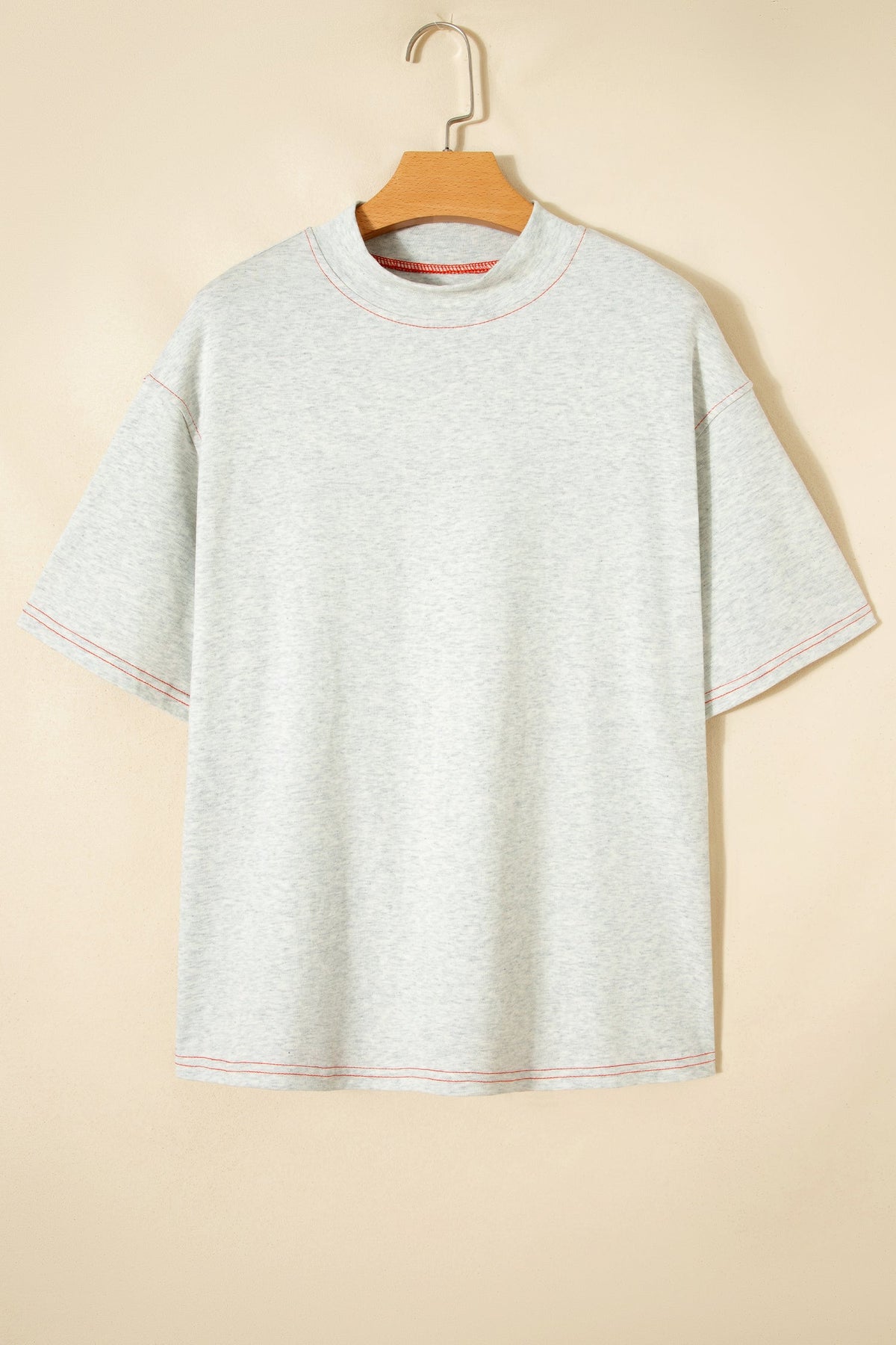 Reversible Contrast Stitching Mock Neck T-Shirt
