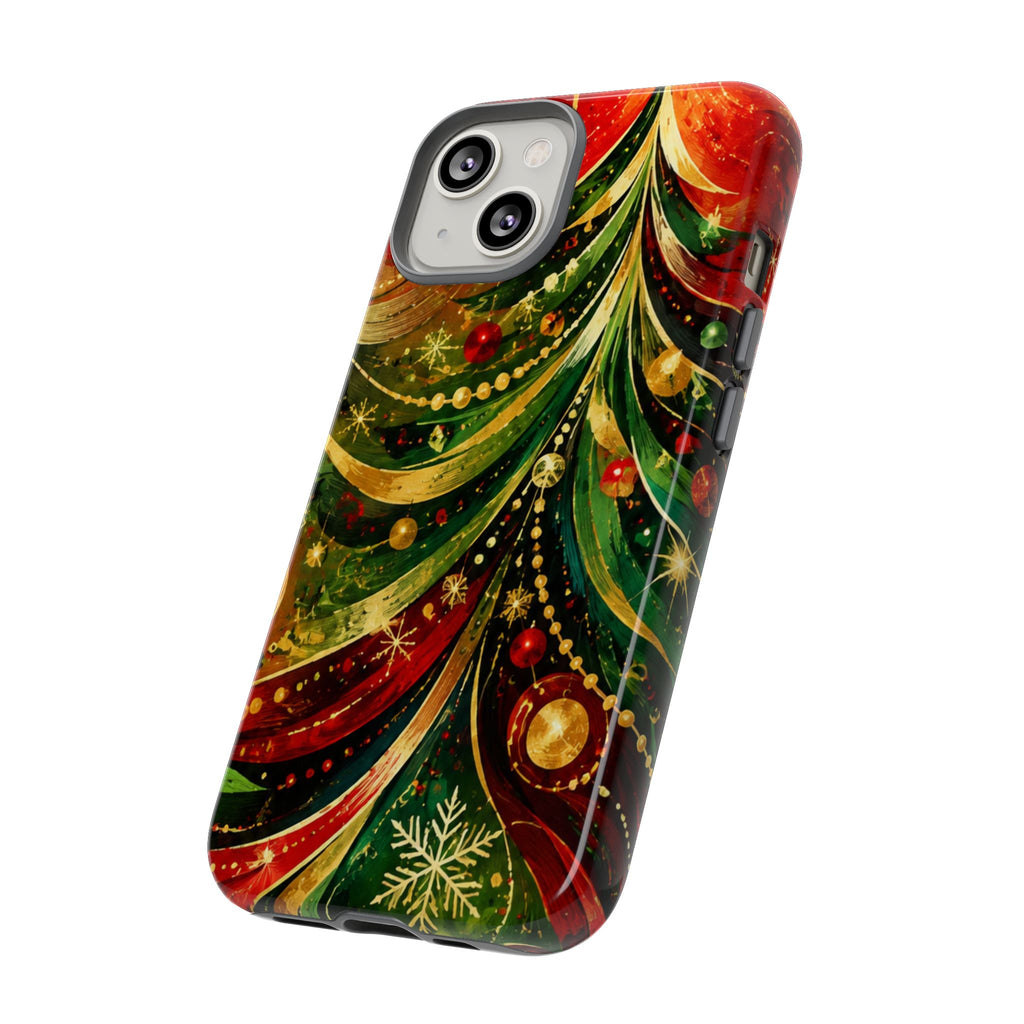 Christmas Tree Tough Phone Case — Festive Red & Green Holiday Phone Cover