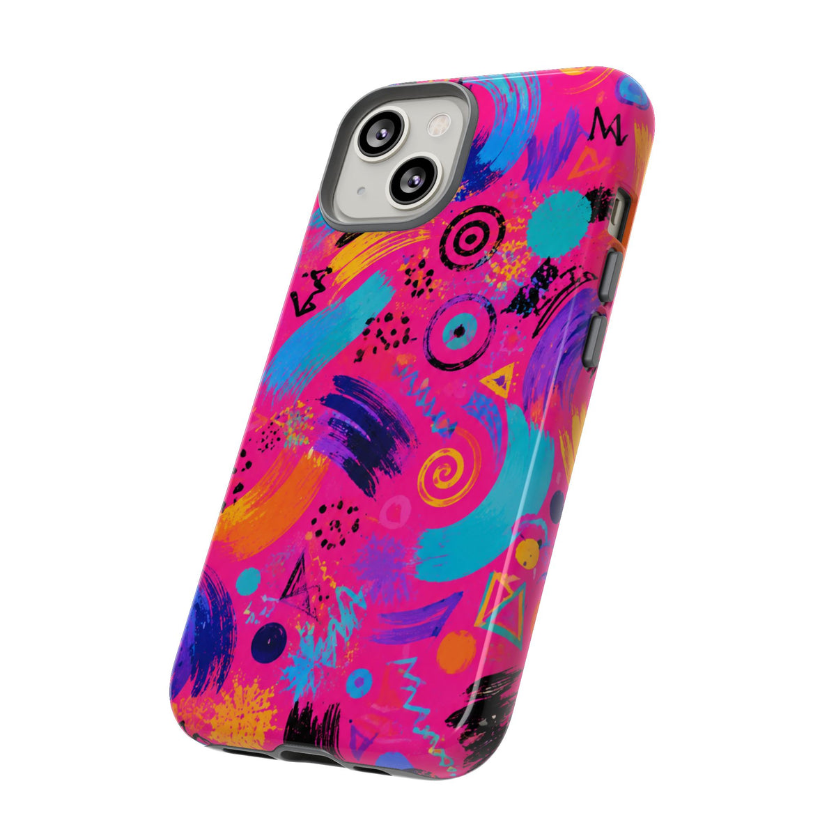 Neon Retro Abstract Tough Phone Case — 80s Brushstroke Pattern