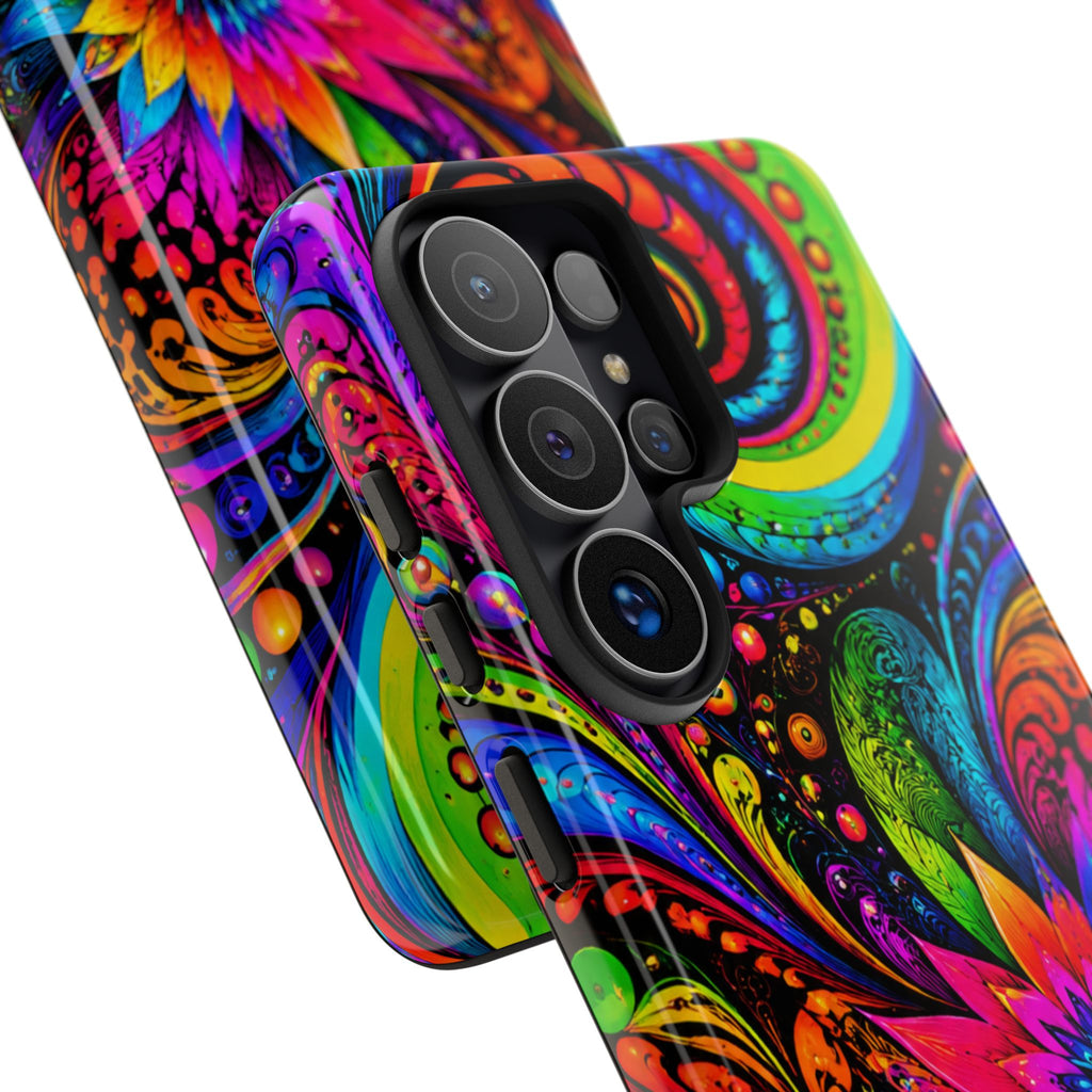 Psychedelic Floral Phone Case — Vibrant Swirl Tough Protective Cover
