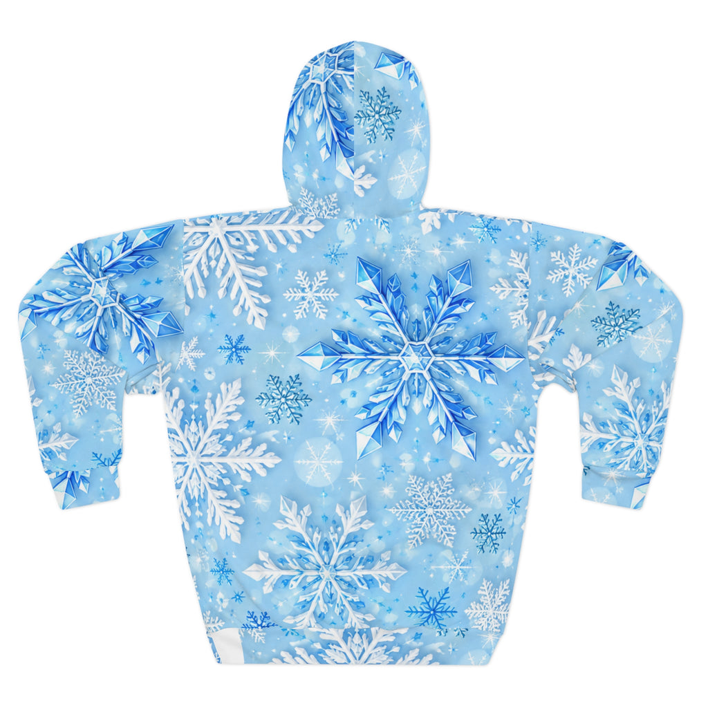 Snowflake Pattern Hoodie — Blue Winter Pullover