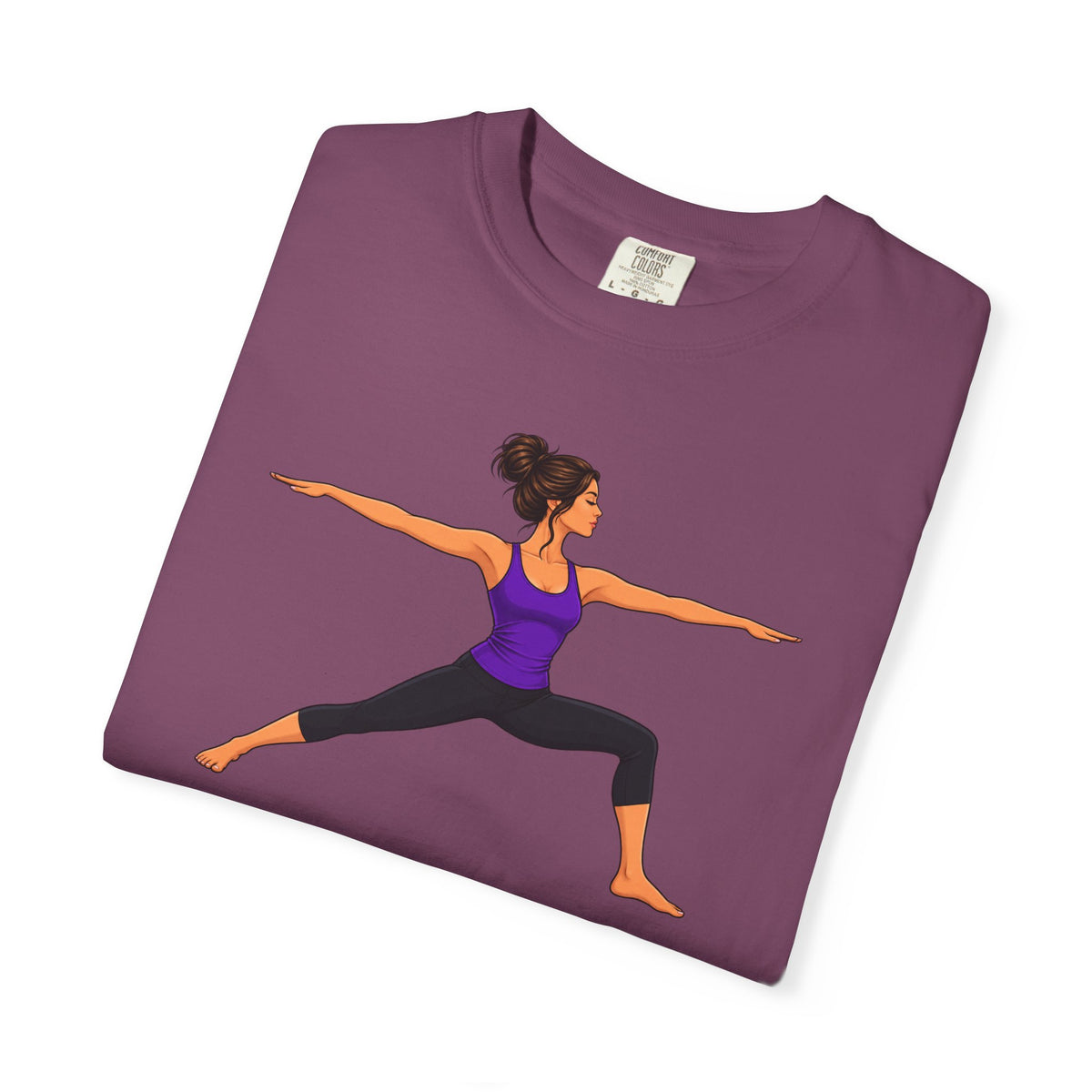 Yoga Warrior Pose T-Shirt | Woman in Virabhadrasana Illustration