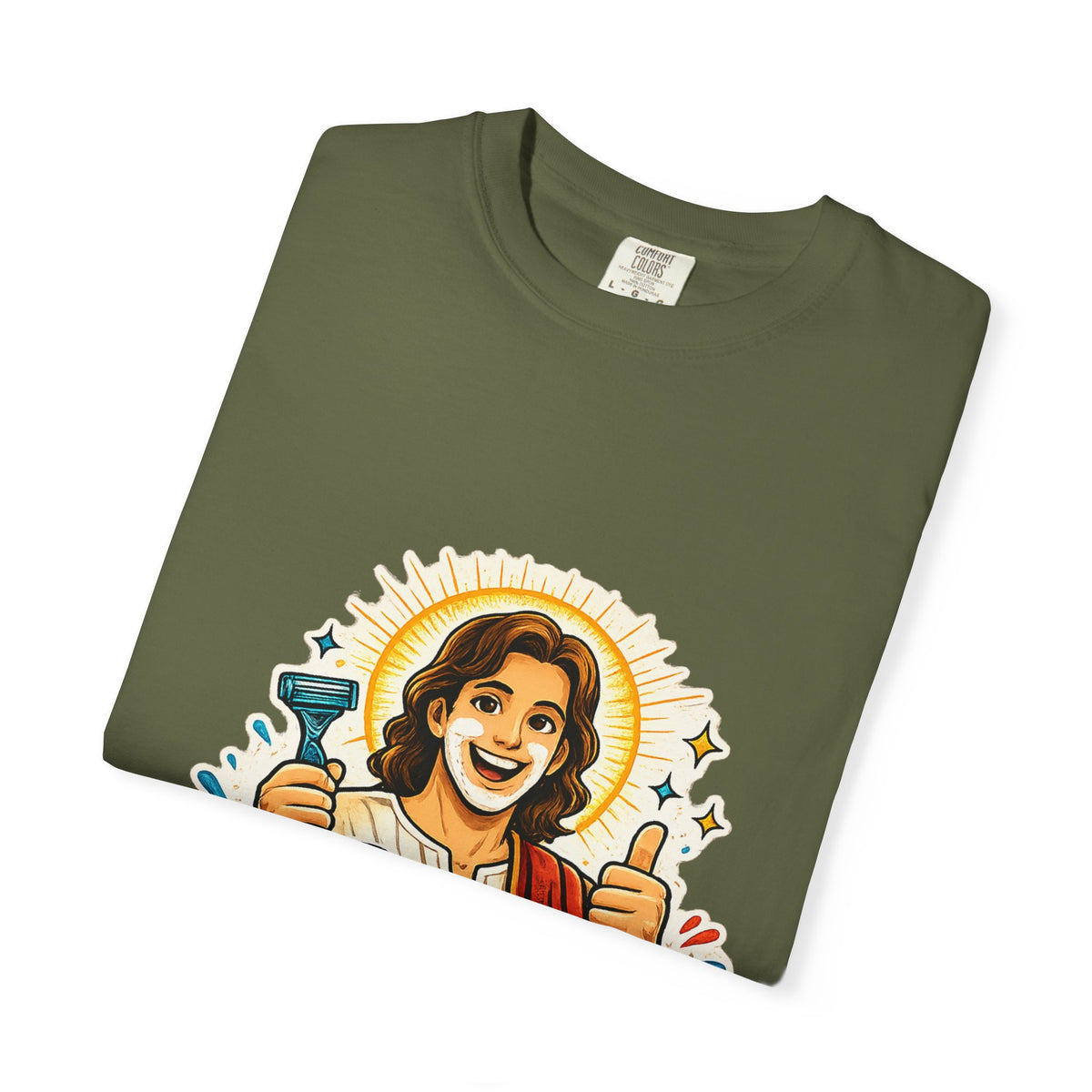 Jesus Shaves T-shirt | Retro Jesus Illustration, Shaving Theme