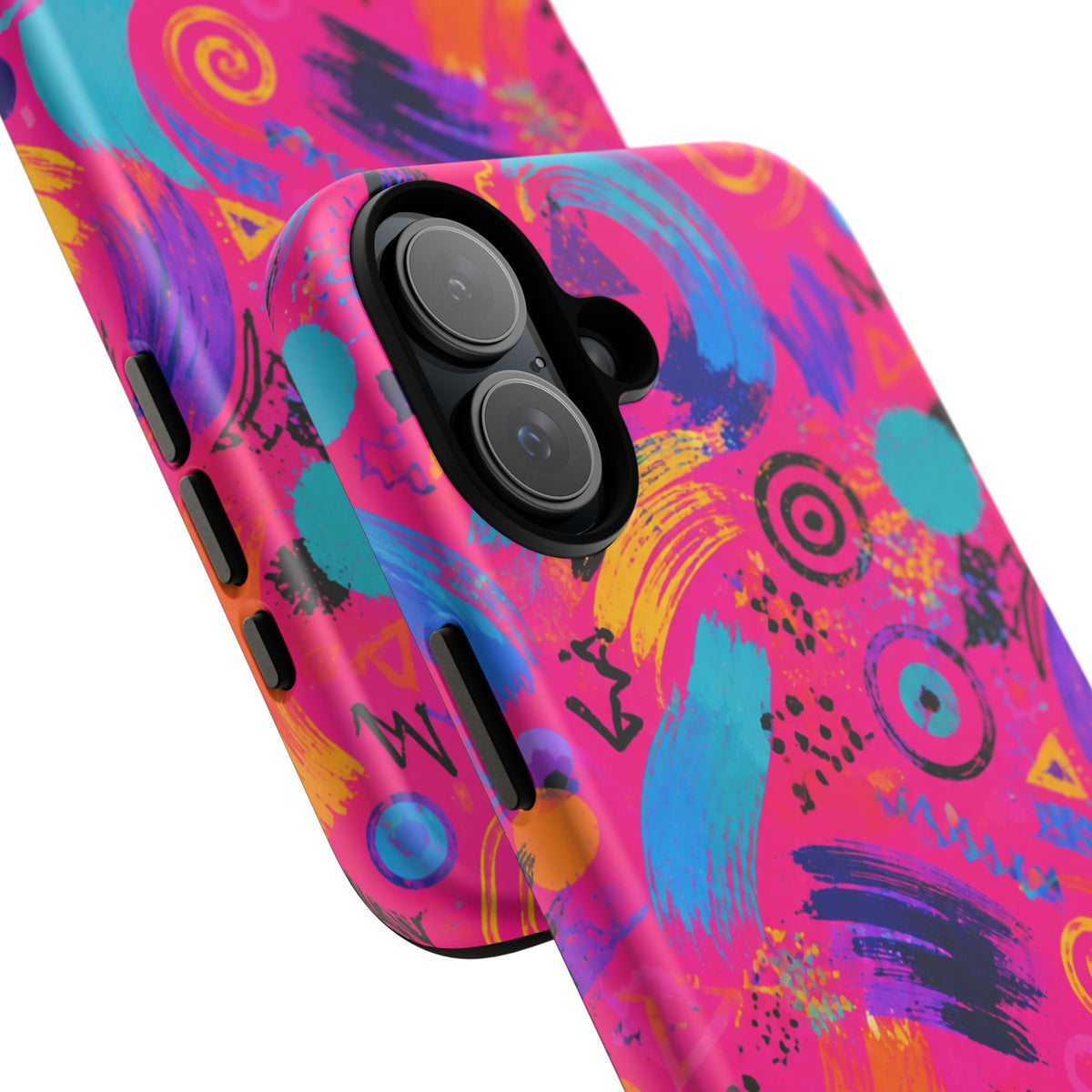 Neon Retro Abstract Tough Phone Case — 80s Brushstroke Pattern