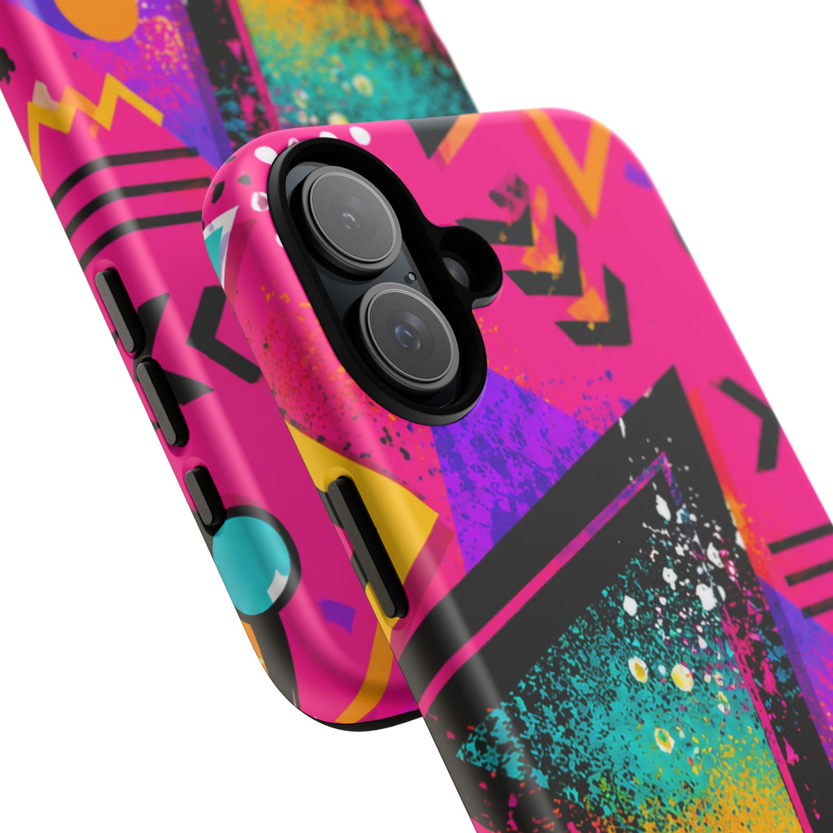 Retro 80s Geometric Phone Case — Neon Triangle Tough Case