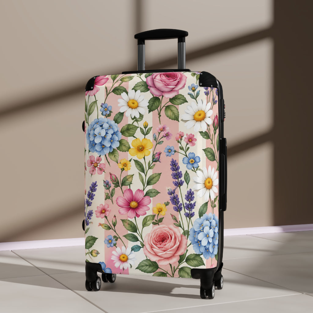 Floral Carry-On Suitcase – Pastel Watercolor Flowers Travel Luggage