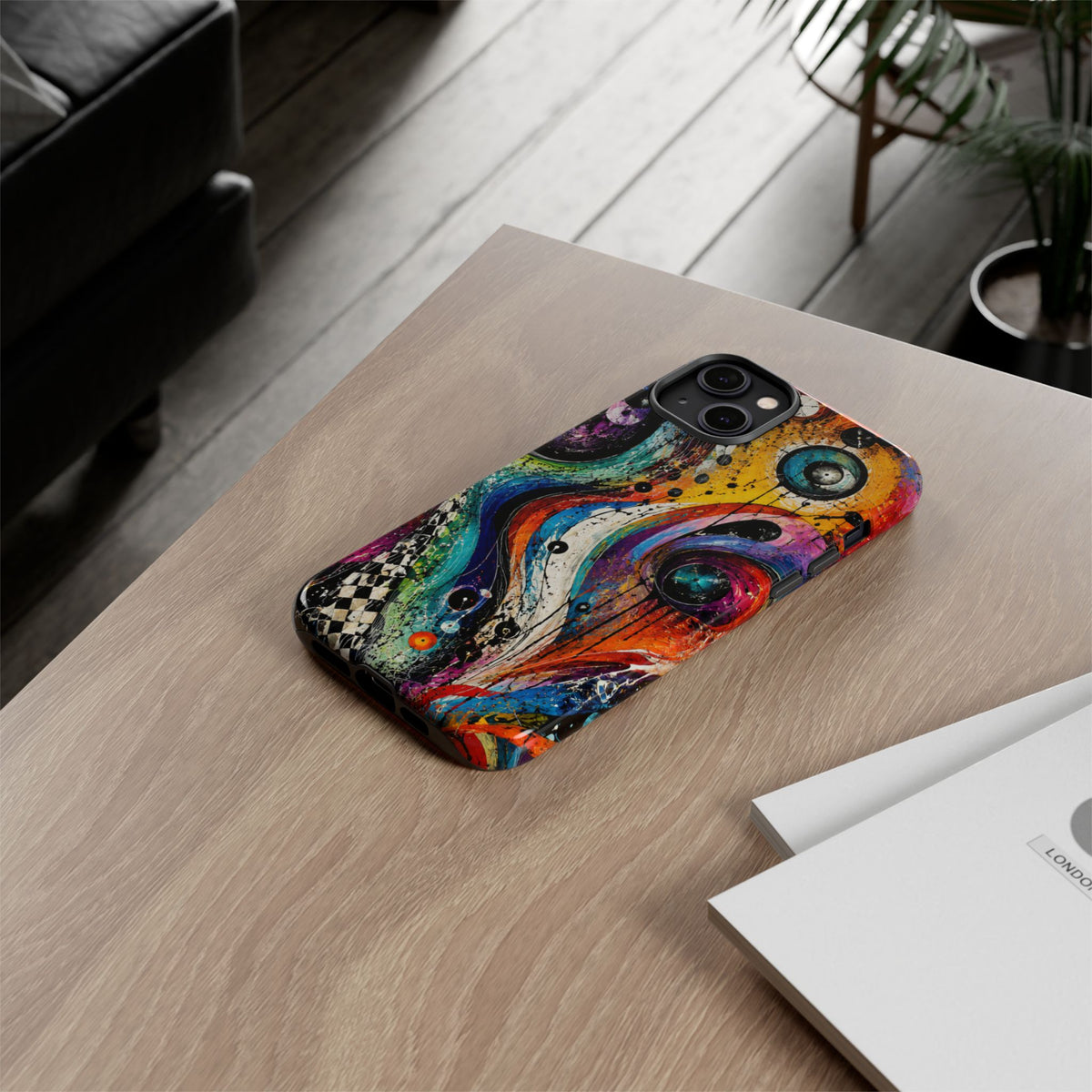 Abstract Cosmic Swirl Phone Case — Colorful Artistic iPhone Tough Case