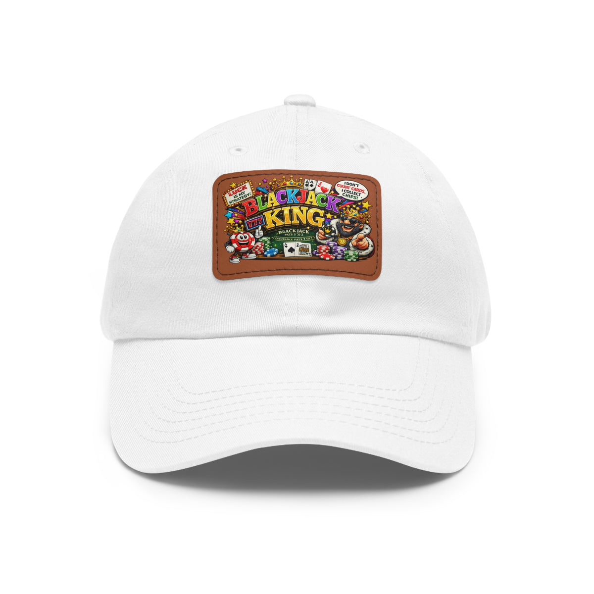 Blackjack King leather patch Dad Hat | Casino card poker design