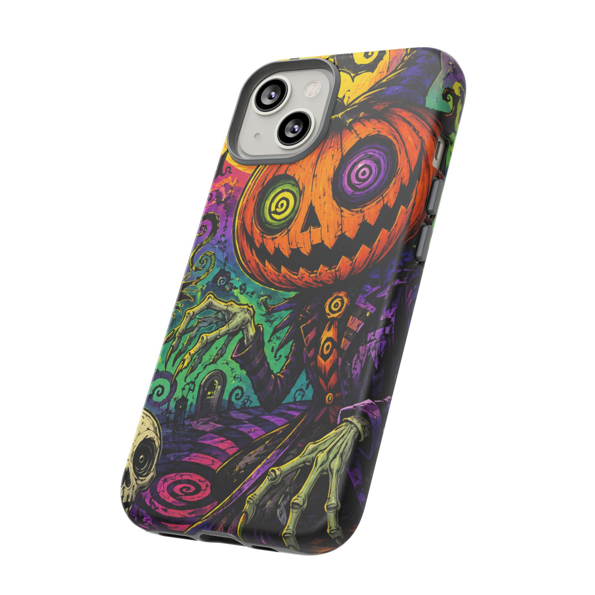 Halloween Pumpkin Skull Phone Case — Psychedelic Jack-o'-Lantern Tough Case