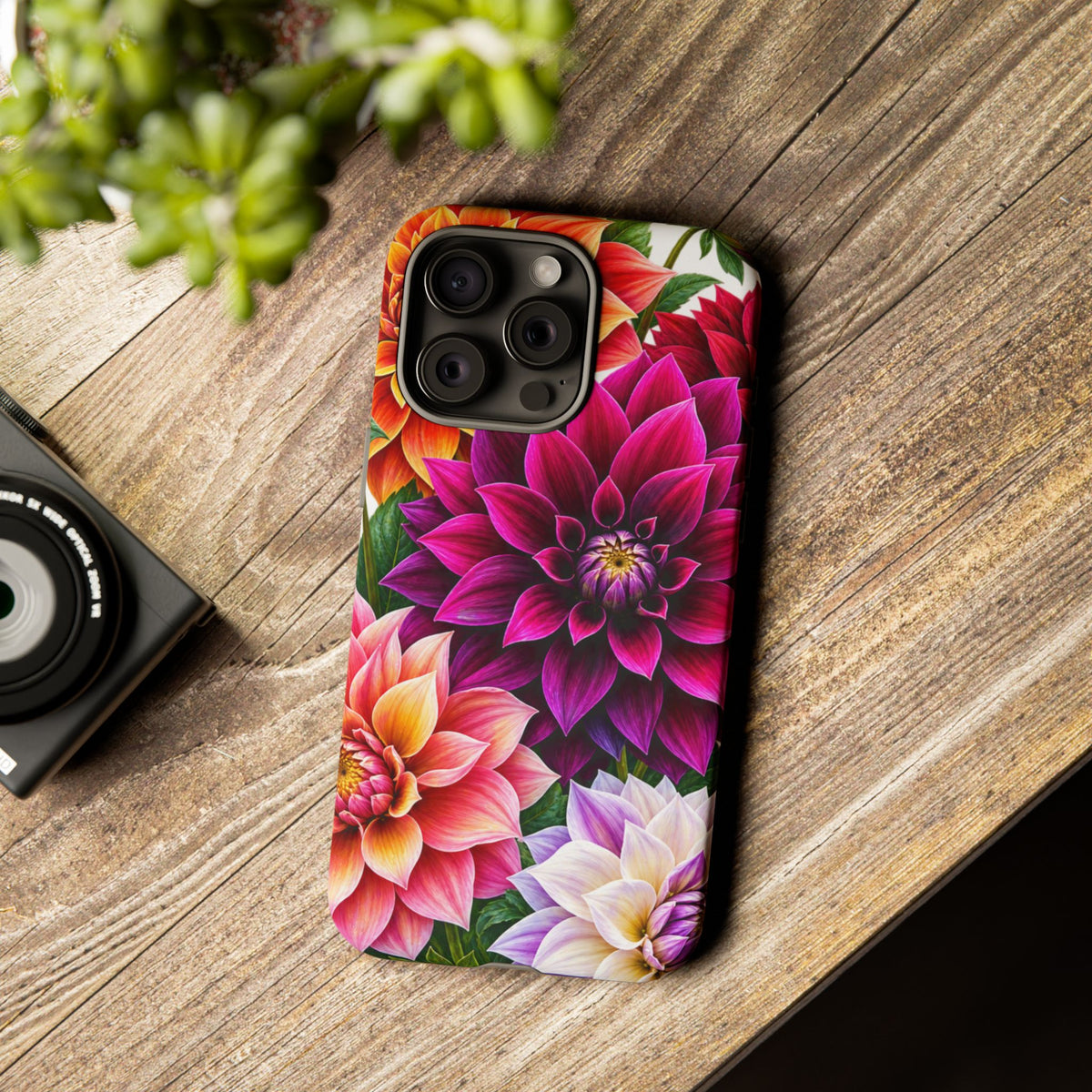 Floral Dahlia Tough Phone Case — Vibrant Protective Floral Phone Cover