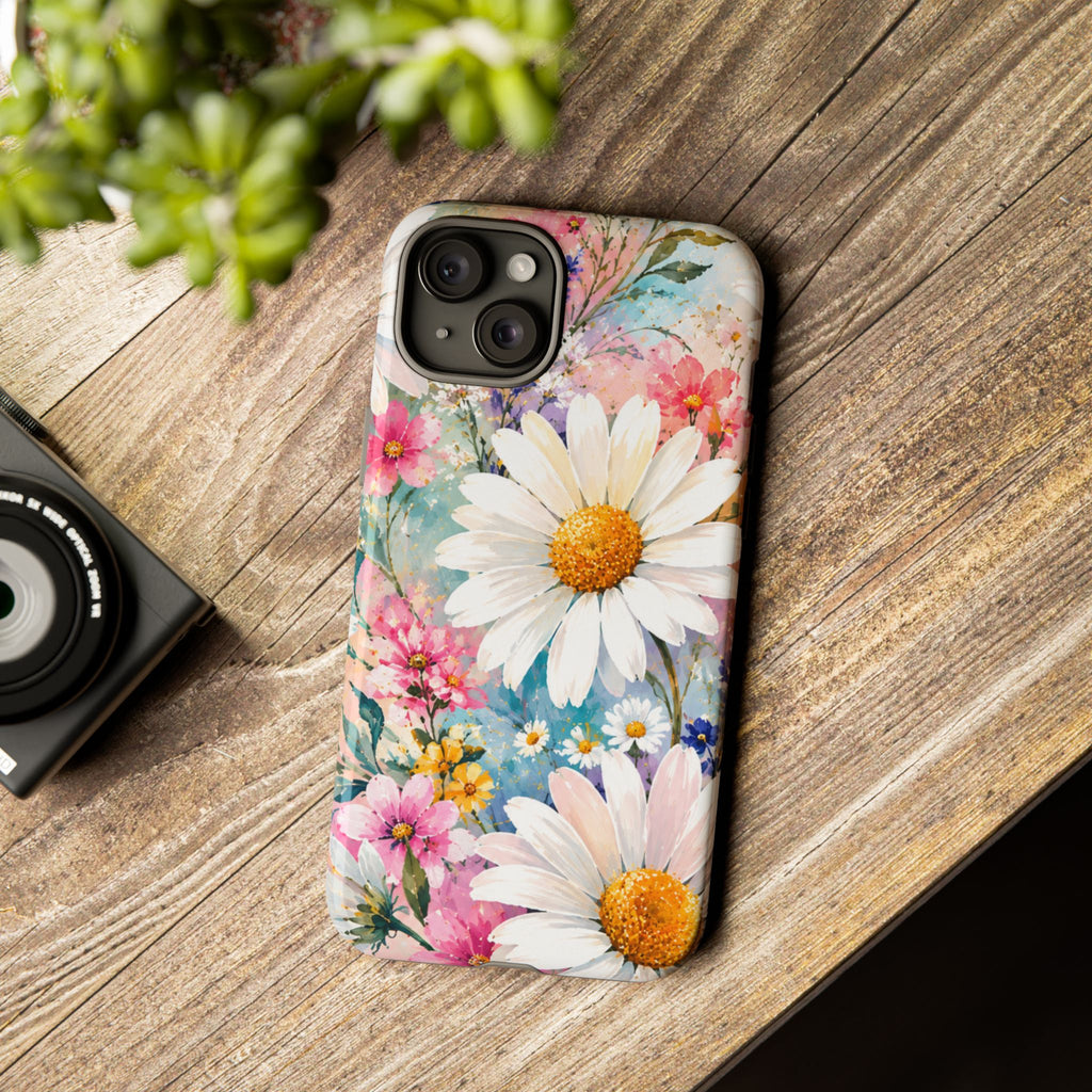 Floral Daisy Phone Case — Watercolor Daisies Protective Tough Case