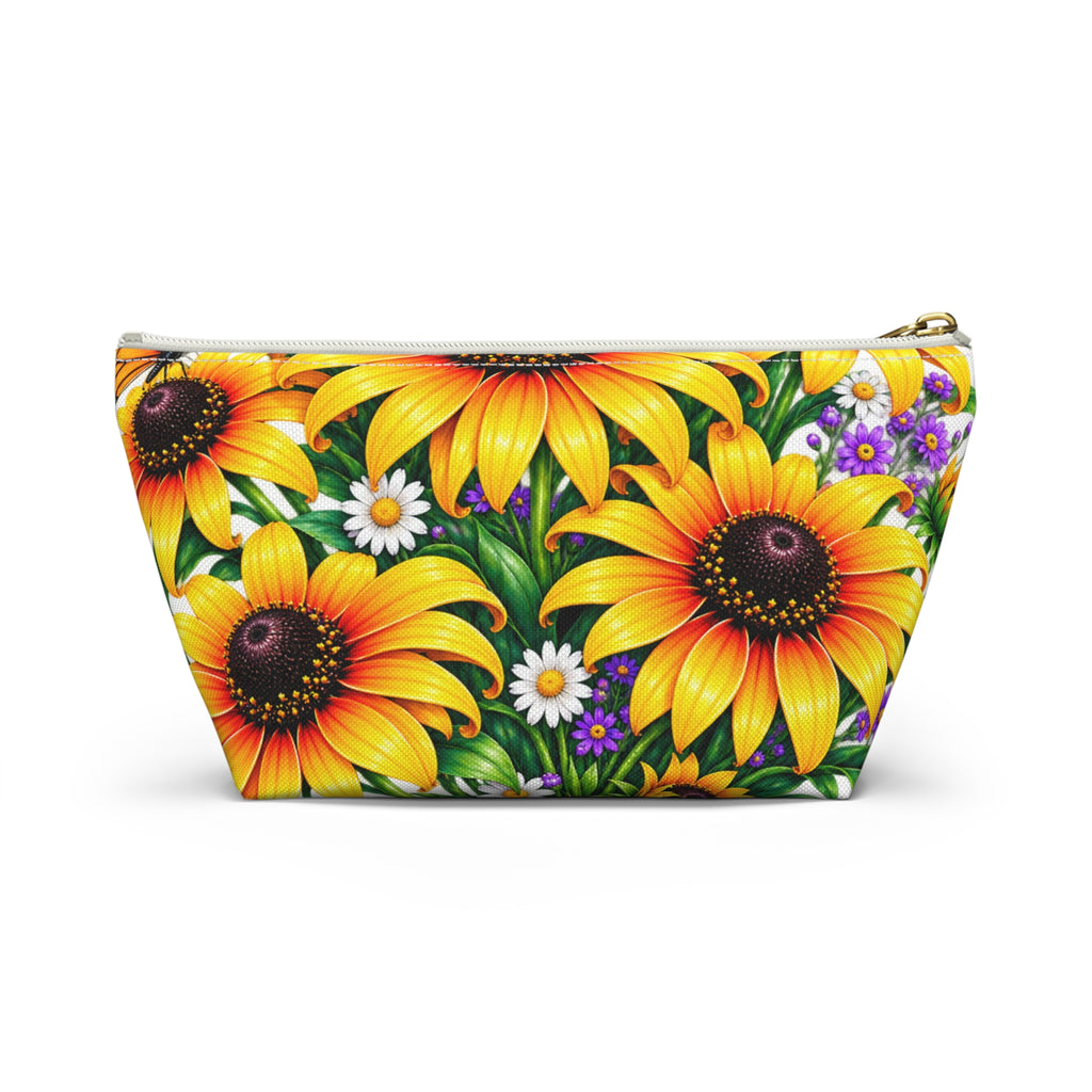 Sunflower Floral Accessory Pouch — Bright Botanical Makeup & Travel Bag
