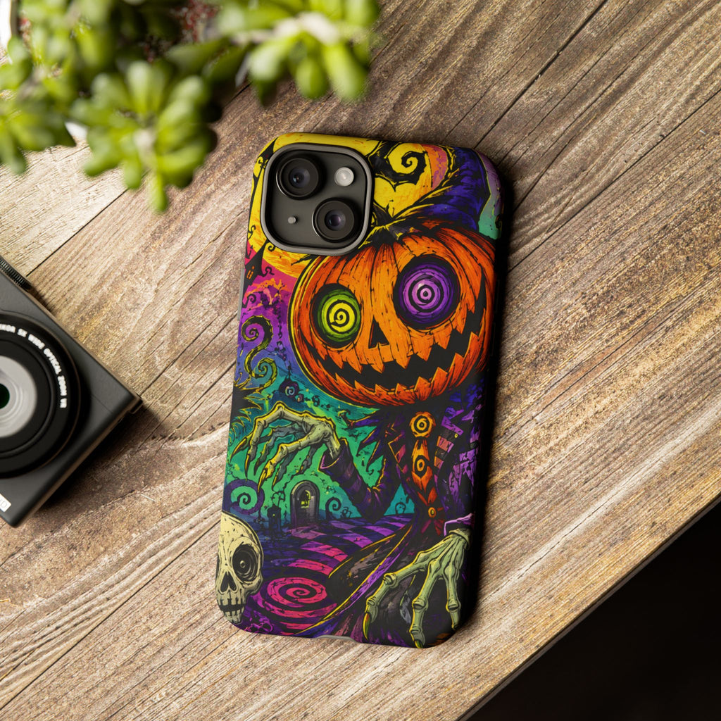 Halloween Pumpkin Skull Phone Case — Psychedelic Jack-o'-Lantern Tough Case
