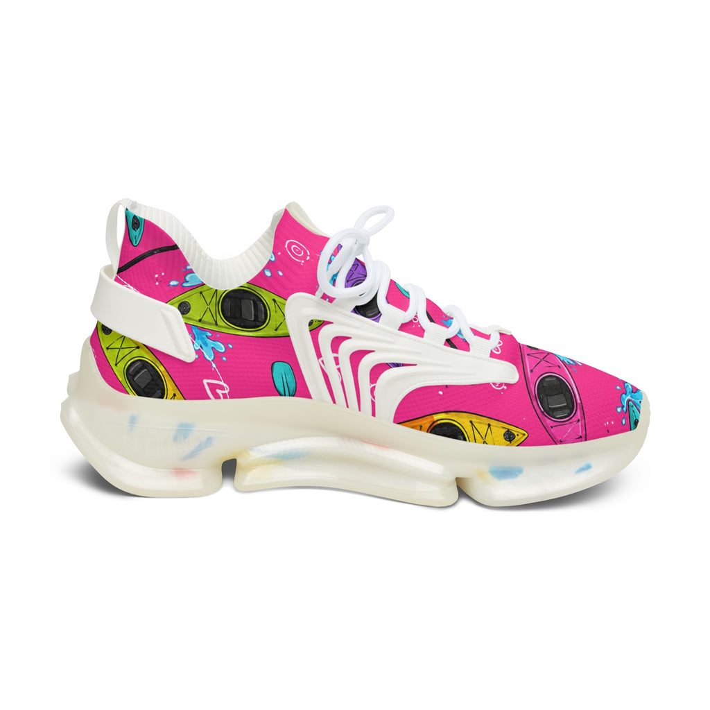 Women’s Mesh Sneakers — Pink Retro Cassette Print Athletic Shoes
