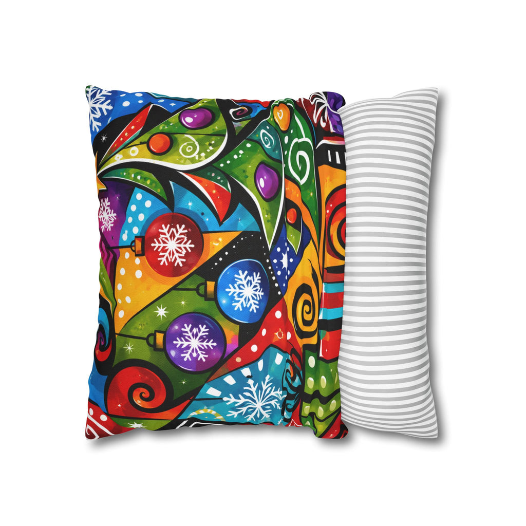 Colorful Abstract Christmas Tree Pillowcase — Festive Holiday Throw Pillow Cover