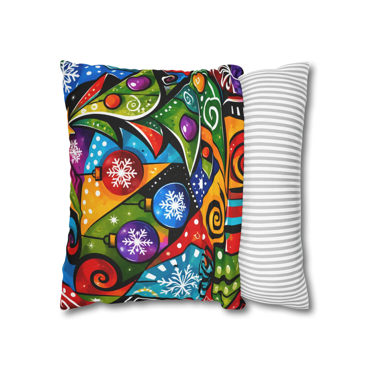 Colorful Abstract Christmas Tree Pillowcase — Festive Holiday Throw Pillow Cover