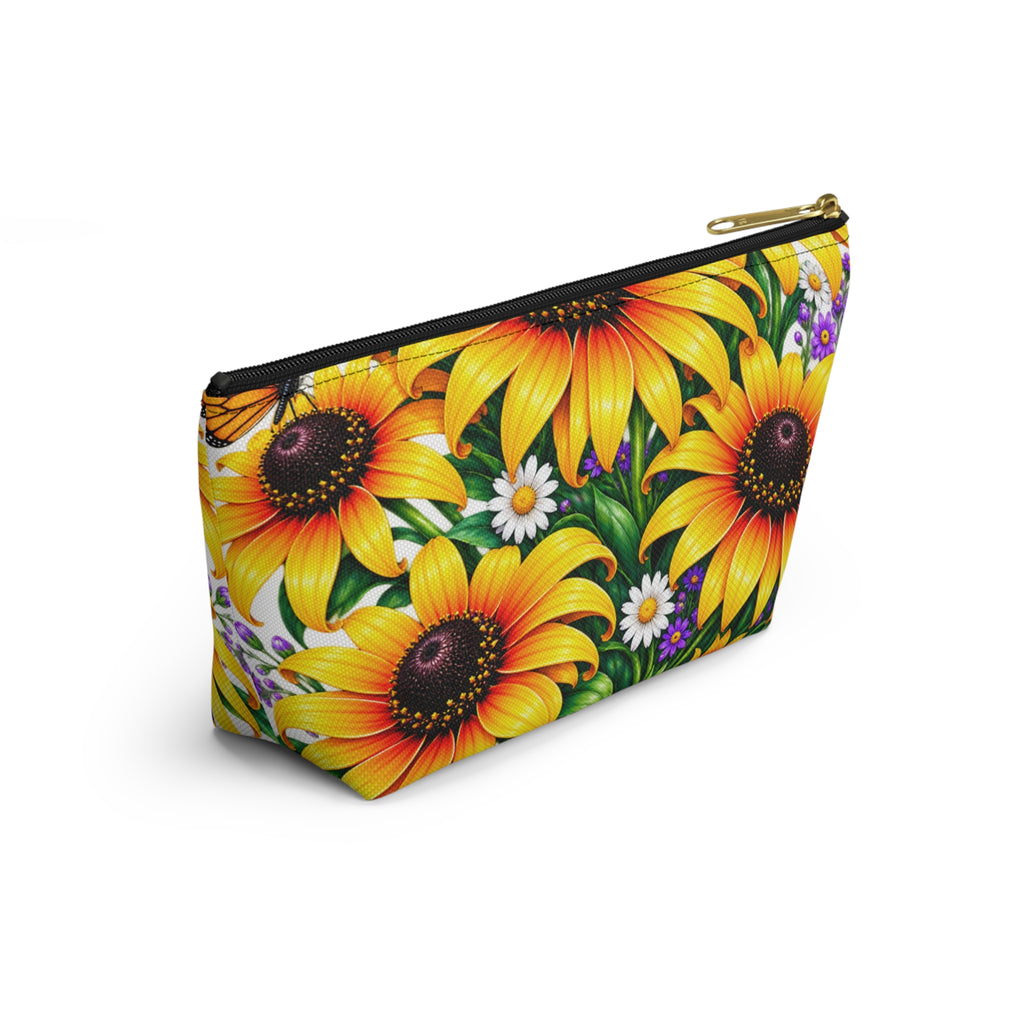 Sunflower Floral Accessory Pouch — Bright Botanical Makeup & Travel Bag