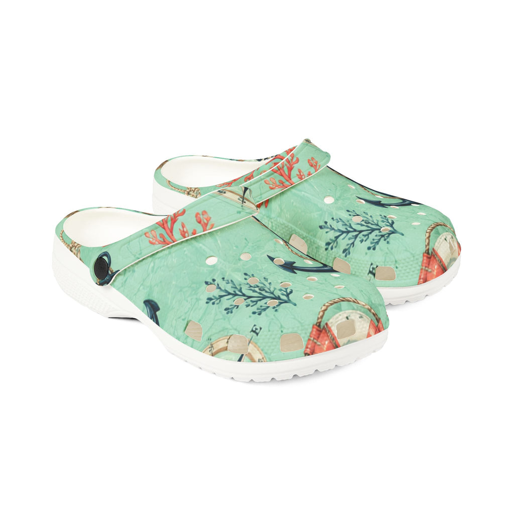 Sea Anchor Floral Clogs — Lightweight EVA Foam Garden Shoes