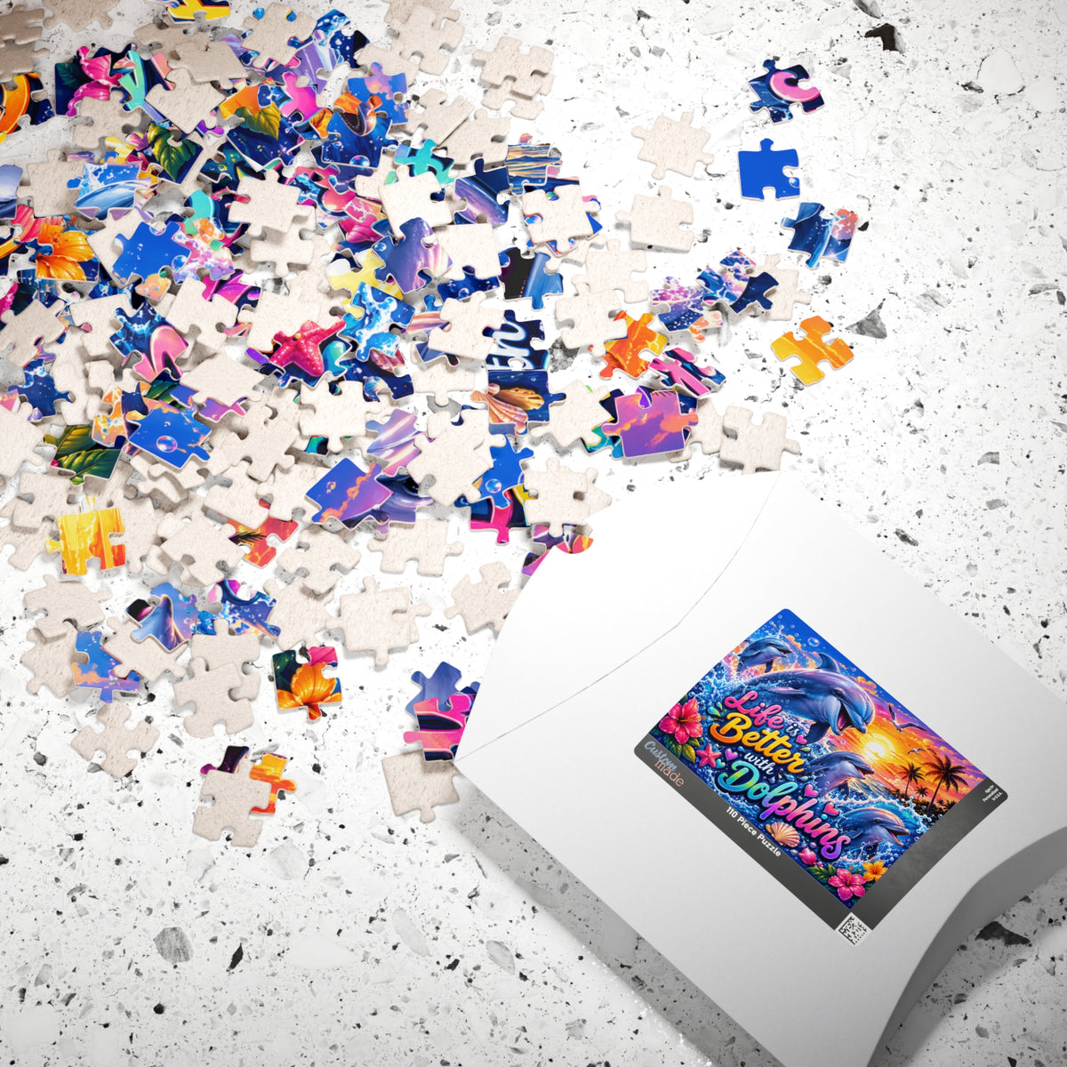 Life Is Better with Dolphins Puzzle | Ocean Sunset Dolphin Jigsaw