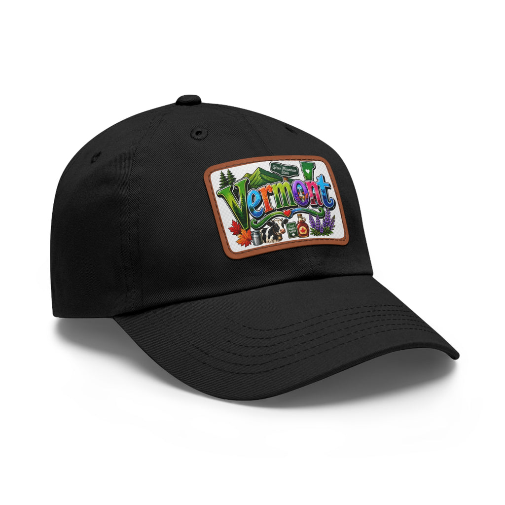 Vermont Patch Dad Hat | Leather Rectangle Patch, State Travel Cap