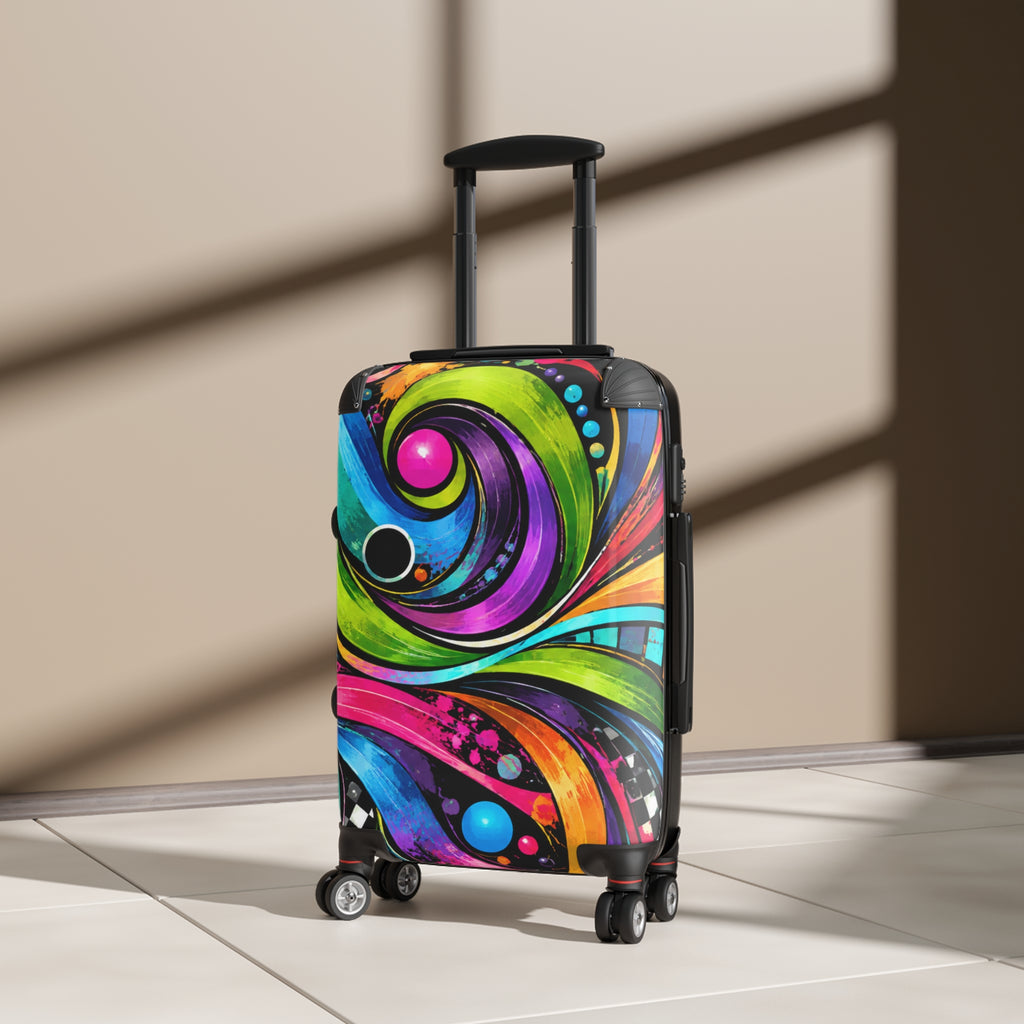 Colorful Swirl Carry-On Suitcase — Vibrant Abstract Travel Luggage