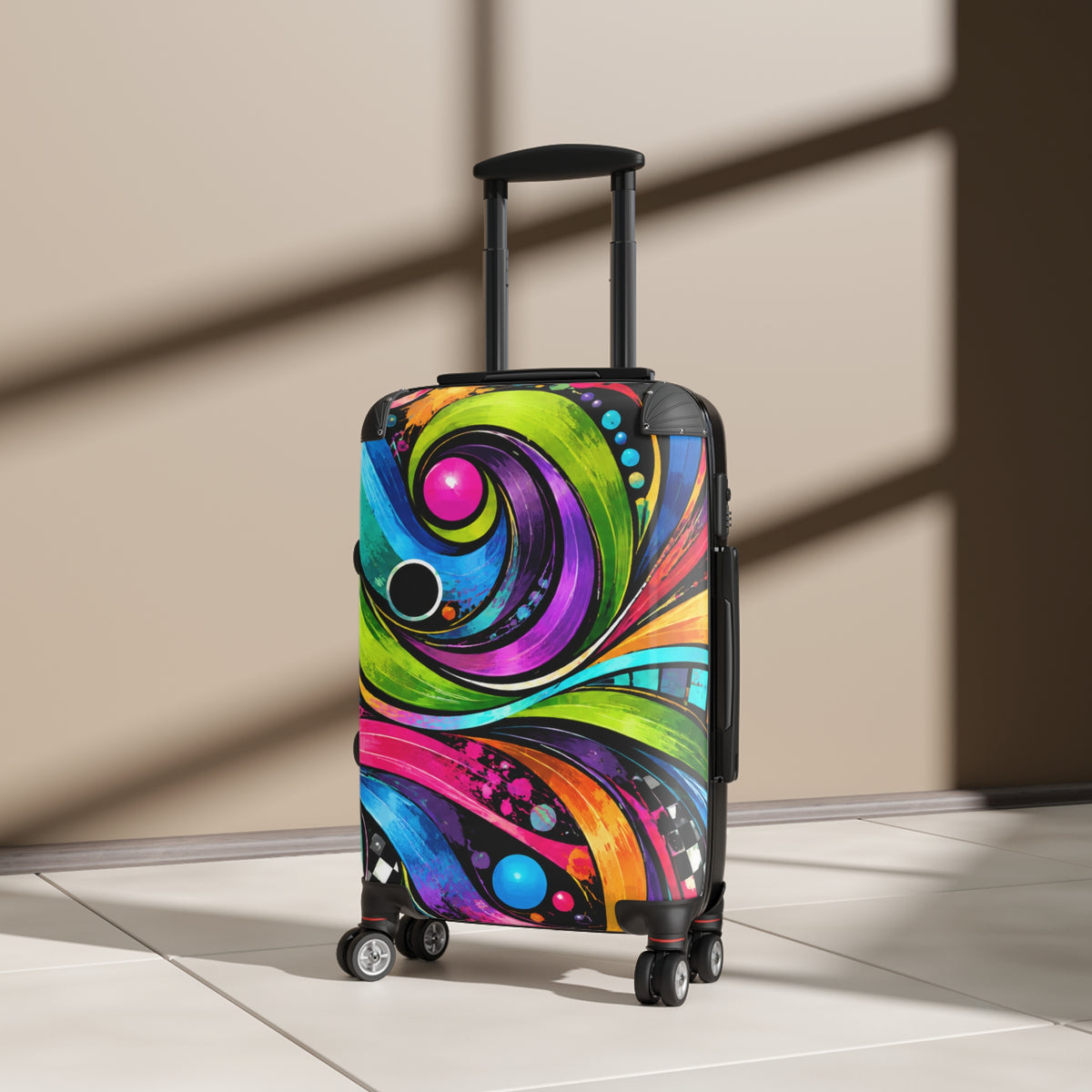 Colorful Swirl Carry-On Suitcase — Vibrant Abstract Travel Luggage