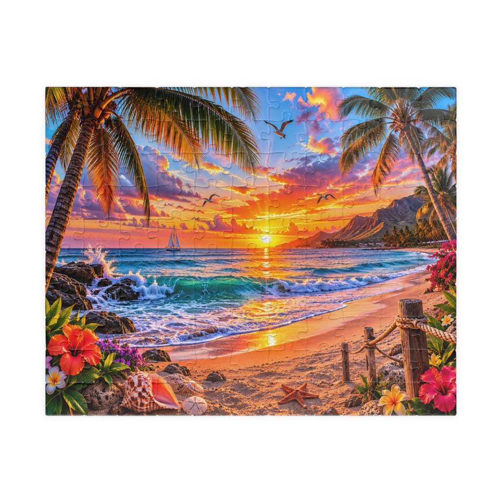 Tropical Sunset Beach Puzzle – 520/1014/252/110-Piece Scenic Jigsaw