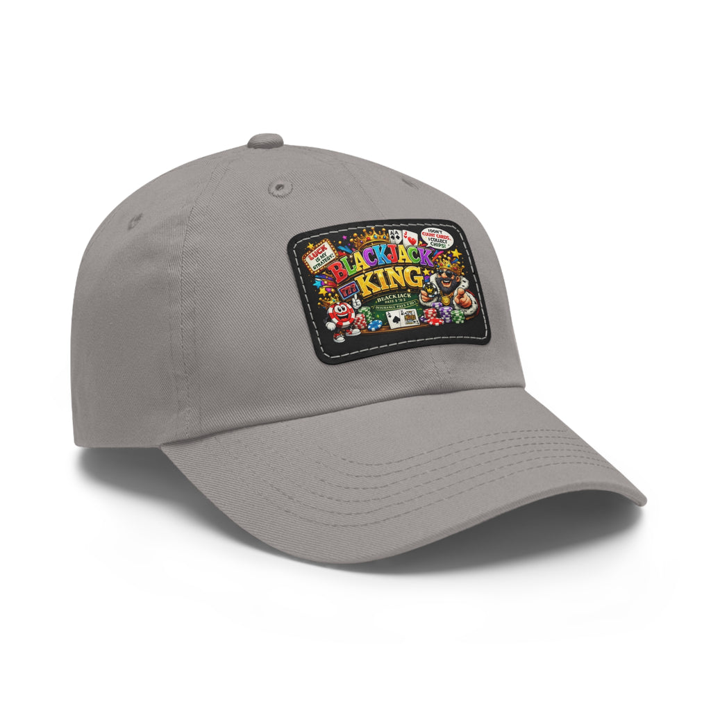 Blackjack King leather patch Dad Hat | Casino card poker design