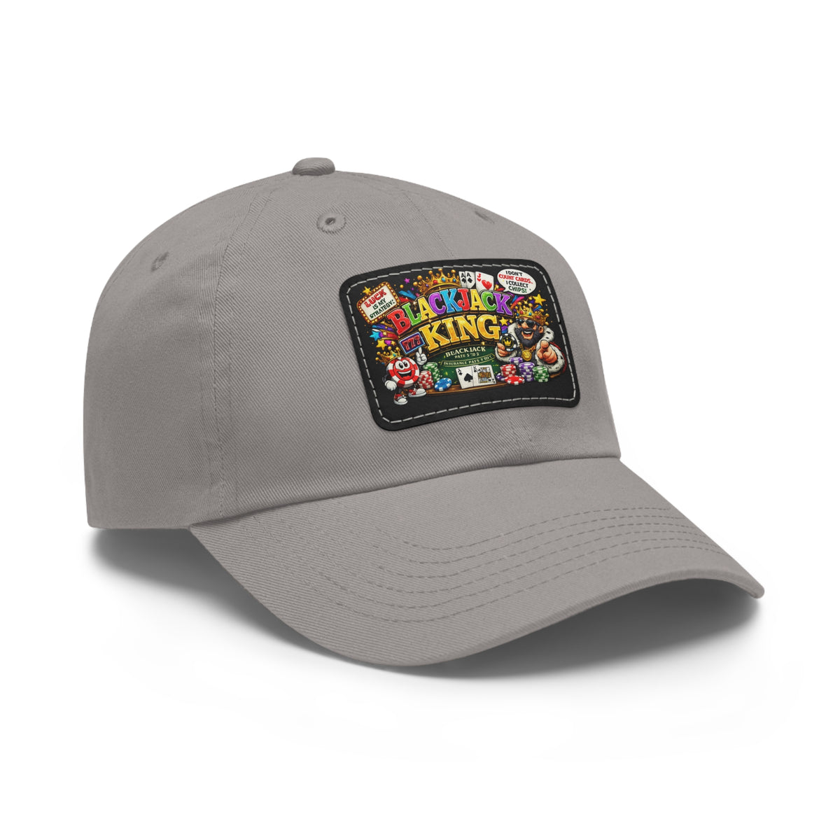 Blackjack King leather patch Dad Hat | Casino card poker design