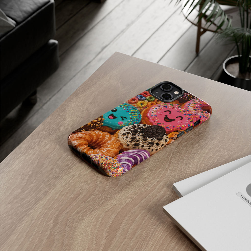 Donut Smile Tough Phone Case — Cute Colorful Desserts Protective Cover