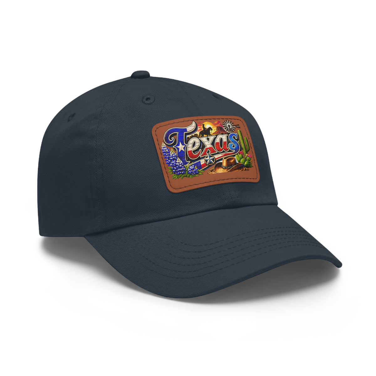 Texas Leather Patch Dad Hat | Retro Lone Star Patch Cap