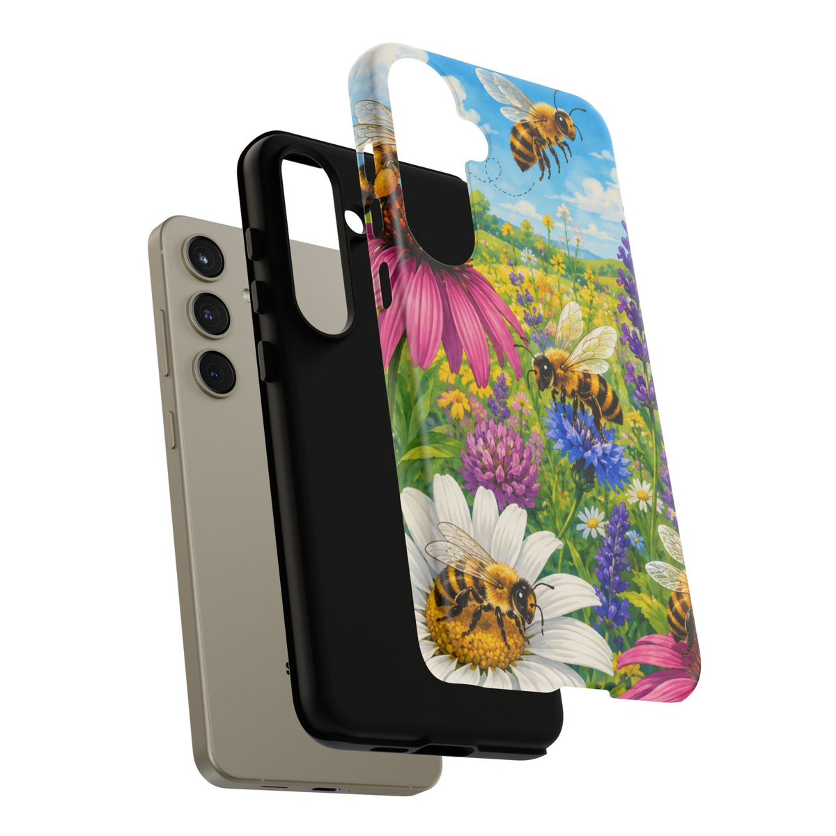Bee Meadow Phone Case — Floral Honeybee Protective Cover