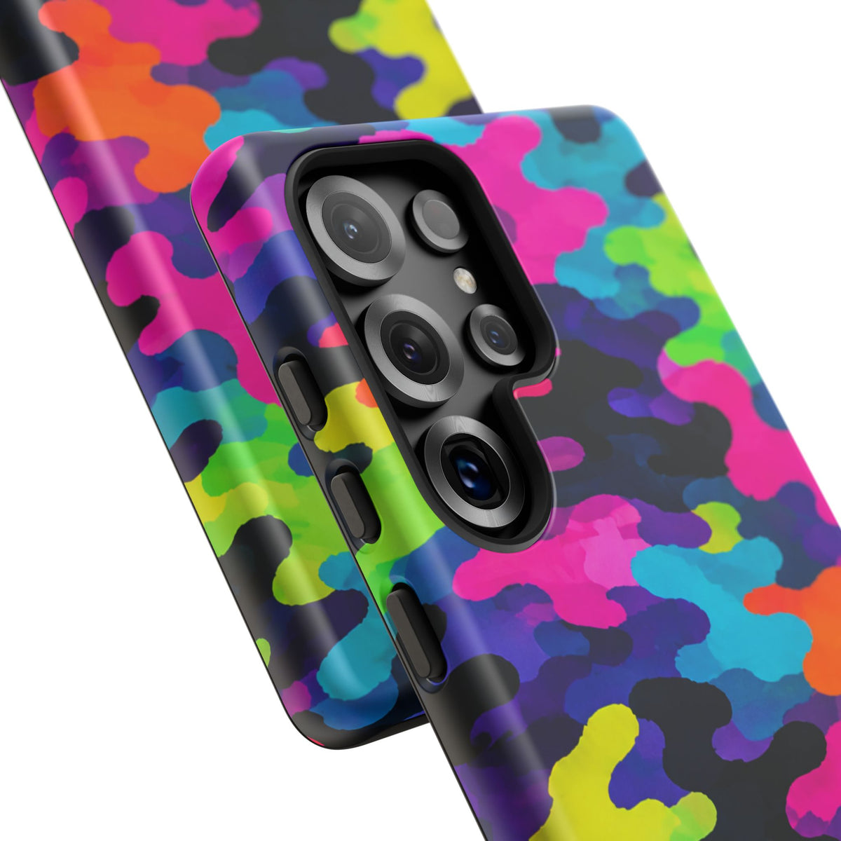 Neon Camo Tough Phone Case — Bright Rainbow Protective iPhone Cover