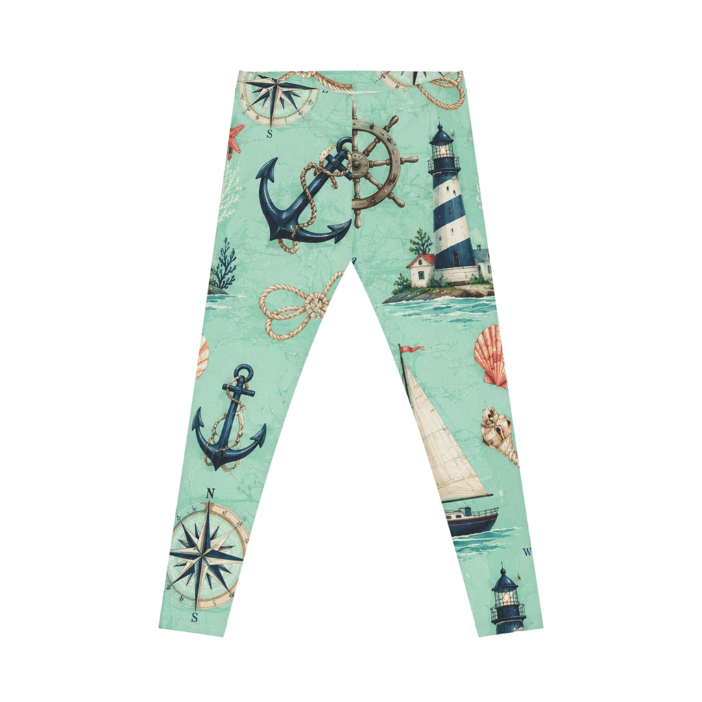Nautical Lighthouse Anchor Leggings — Women's Sea-Print Casual Leggings