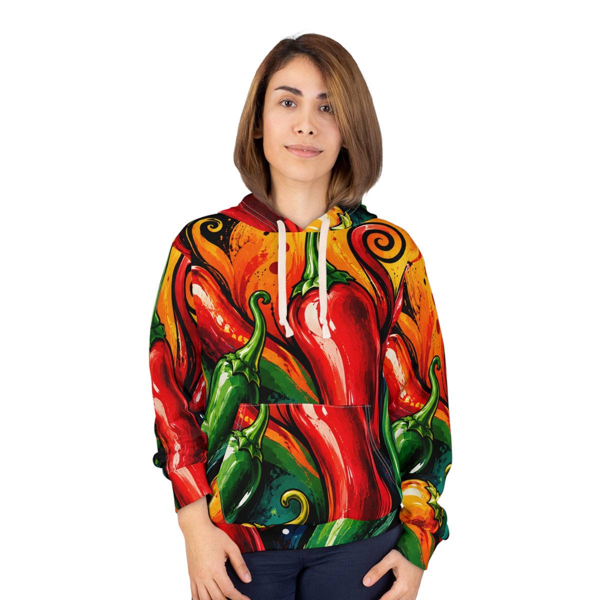 Chili Pepper All-Over Print Hoodie — Vibrant Spicy Pepper Design