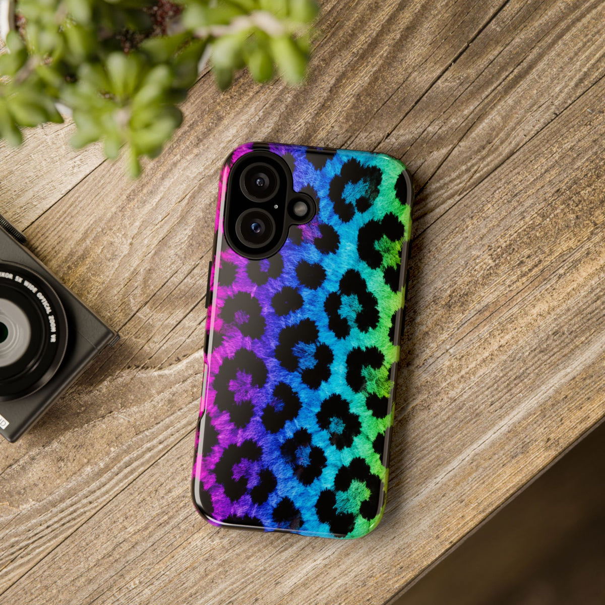 Neon Rainbow Leopard Tough Case – Colorful Animal Print Phone Cover