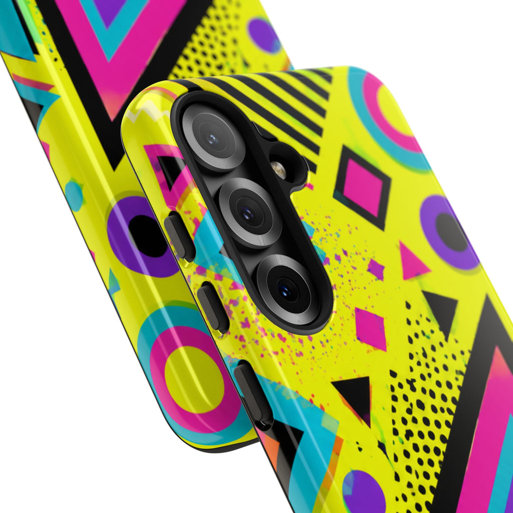 Retro 80s Geometric Phone Case — Neon Memphis Triangle Design