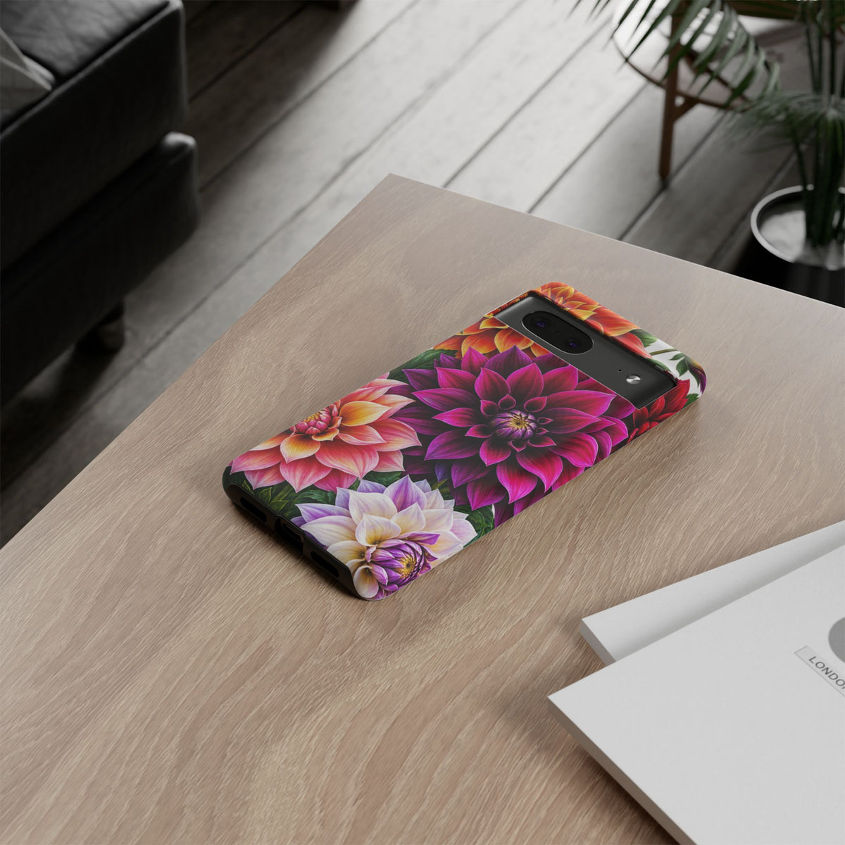 Floral Dahlia Tough Phone Case — Vibrant Protective Floral Phone Cover