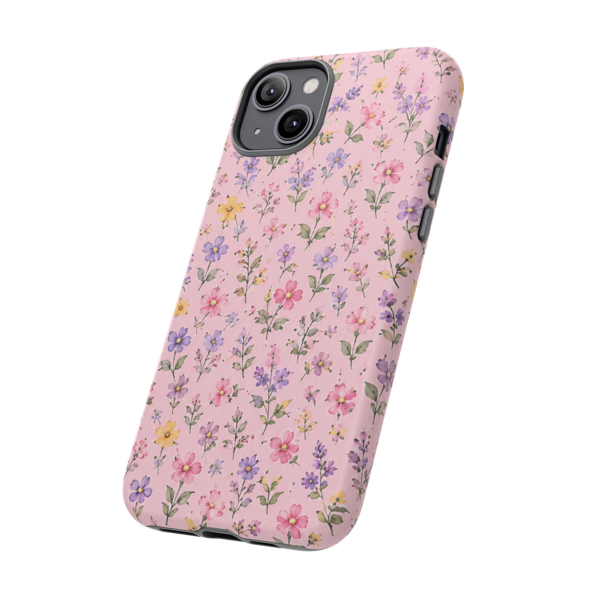 Floral Pink Tough Phone Case — Pastel Wildflower Protective Case