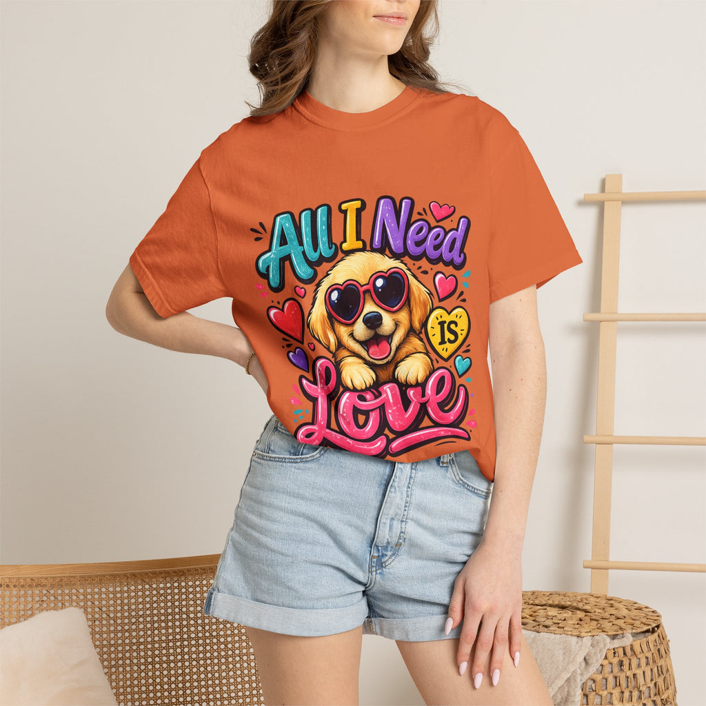 All I Need Is Love Puppy T-Shirt | Cute Dog Heart Graphic