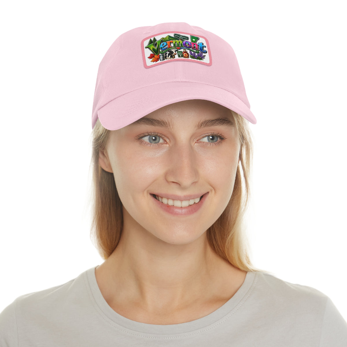 Vermont Patch Dad Hat | Leather Rectangle Patch, State Travel Cap